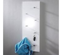 HAKU Möbel garderobe Murale chromé, Blanc, MDF, métal - Dim.: L 80 cm x H 30 cm x P 6 cm, Style: Modern