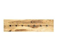 HAKU Porte-manteau mural Chêne huilé Bois massif Noir Métal L80×H20×P6 cm Style moderne