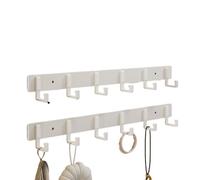 Patère murale blanche - 6 crochets adhésifs pour salle de bain, sans perçage, organisateur peu encombrant pour entrée, chambre à coucher ou salle de bain - 1 pièce