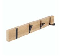 Patère Murale de 4 Crochets rétractables, Porte Manteau Mural pour Suspendre Manteaux écharpes, Sacs à Main et Autres, Naturel