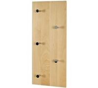 HAKU Möbel garderobe murale hêtre, chromé, bois massif - Dim.: L 60 cm x H 25 cm x P 6 cm, Style: Modern
