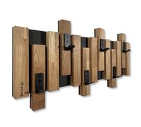 FLEXISTYLE Patère murale, en bois de chêne, design à lamelles, noir, moderne, naturel, 2 dimensions, 60 cm