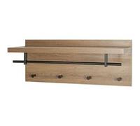 HAKU garderobe murale Chêne/Noir MDF & métal - L 75 x H 30 x P 26 cm - Style Moderne