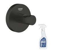 Patère murale GROHE Start noir mat + nettoyant GrohClean