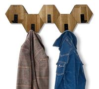 Patère murale hexagonale, en bois de chêne noir, design moderne, pour chambre d'adolescent, salle de bain, naturel (chêne, 56)