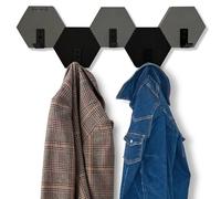 Patère murale hexagonale, en bois de chêne noir, design moderne, pour chambre d'adolescent, salle de bain, naturel, noir/gris, 56
