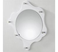 HAKU – Porte-manteau mural chromé, blanc, MDF, métal, miroir, P 5 cm x Ø 56 cm, style moderne