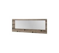 HAKU garderobe Murale chromé, chêne Truffe, MDF, métal, Miroir - Dim.: L 80 cm x H 30 cm x P 6 cm, Style: Modern