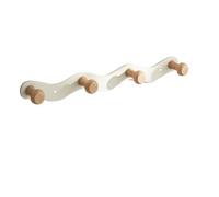 Patère murale moderne sans trous - Design anti-chute - Blanc crème - 4 crochets - Parfait pour l'entrée ou derrière les portes - Cintre simple et élégant
