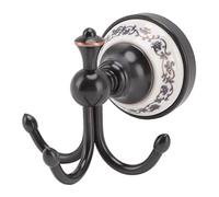 Patère Murale, Porcelaine Noire Antique Bleue et Blanche à 3 Broches Rétro pour Salle de Bain, Crochets Muraux pour Serviettes Suspendues, Porte-mouchoirs pour Enfants