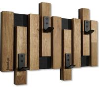 Patère murale portemanteau bois chêne design lamelles panneaux noir moderne nature 3 dimensions (40cm)