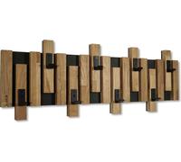 FLEXISTYLE Patère murale en bois de chêne à lamelles - Mini patère - Noir - 3 dimensions (80 cm)