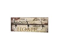 HAKU garderobe Murale Motif, Noir, céramique, MDF, métal - Dim.: L 60 cm x H 20 cm x P 12 cm, Style: Industrial