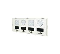 HAKU garderobe Murale Blanc Antique, Bois Massif, MDF - Dim.: L 63 cm x H 26 cm x P 3 cm, Style: Industrial