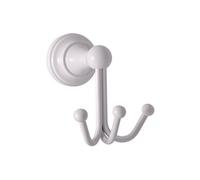 Patère triple rétro MORAVA en laiton blanc 11,5x8,2x11,6 cm