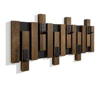 Patères murales portemanteau mural cintre en bois de chêne design à lamelles panneaux noir moderne naturel 2 dimensions (60cm marron)