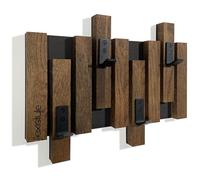 Patères murales portemanteau mural en bois de chêne design lamelles panneaux noir moderne naturel 2 dimensions (40cm marron)