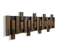 Patères murales portemanteau mural garderobe en bois de chêne design lamelles panneaux noir moderne naturel 2 dimensions (80cm marron)