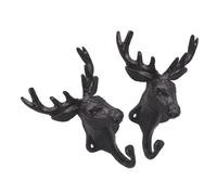 Patères Murales Tête de Cerf en Fer 2pcs, Style Vintage Ambiance Noël | Finition Antique, Usage Intérieur Extérieur, pour Cour ou Patio, Décor Rustique et Application Polyvalente