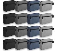 Paterr Lot de 16 grandes trousses de toilette de voyage pour homme et femme - Résistant à l'eau - À suspendre - Avec poignée et séparateur, Noir principal, bleu foncé, gris foncé, gris, Sacs de