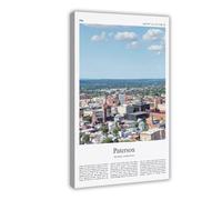 Paterson Impression couleur Paterson Real Photo Poster de voyage Cadeau New Jersey États-Unis États-Unis Voyage Minimal Impression sur toile Cadre 50,8 x 76,2 cm
