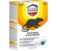 Pâtes Anti-Rats et Souris 150 g - HOME DEFENSE - Efficacité radicale, appétant - Spécial lieux secs et humides - 15 sachets de 10 g