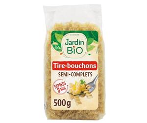 Pâtes tire-bouchons semi-complets Bio JARDIN BIO ETIC - le paquet de 500g Lot De 4 - Par Lot