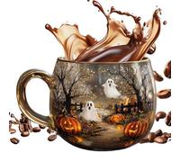 Path Hauted Path Mug Halloween - tasse de café en verre peint à Halloween, taasse de caffé Sacry Match Spooky, tase de cafaé fantôme mignon | Spooky Tug for Kitchen Beverage Party Thé Milk T