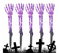 Path Lights, LED Stake Lamps with Halloween Skeleton Hand Design, Waterproof Outdoor Lighting for Garden, Lawn, Patio, Driveway, Walkway, Yard, and Spooky Party Decor