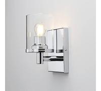 Pathson 1-lumière Vintage Applique murale, Cylindre Abat-jour en verre Lampe Industriel Éclairage mural pour Salle de bain Miroir de courtoisie Cuisine Salon (Chromé)