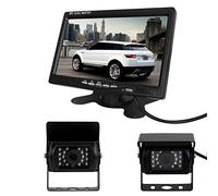 Pathson 7 Pouces TFT LCD Moniteur + 2xCaméra de Recul Étanche Nocturne 18 IR Lampes 120°Vue Couleur Arrière de Voiture Kit