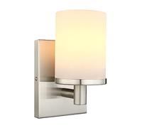 Pathson Applique murale vintage à 1 lumière, abat-jour cylindrique en verre blanc laiteux, éclairage mural industriel pour salle de bain, miroir, cuisine, salon