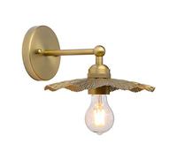 Pathson Applique murale vintage à 1 lumière en métal avec abat-jour fleur fendu, finition laiton antique Éclairage industriel pour salon, couloir, ferme