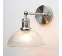 Pathson Câblé Applique Murale Iintérieure Vintage, Rayé Abat-jour en Verre Bol Applique Salle de Bain Vintage E27 Luminaire pour Vanité Miroir Salon Chambre (Argent Brossé)