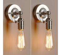 Pathson Ensemble de 2 Métal Réglable Applique en Métal Lampe Rétro Industrial Applique Murale Rétro Eclairage Edison E27 pour Café,Cuisine,Salle à Manger et Grenier (Argent brossé)