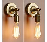Pathson Ensemble de 2 Métal Réglable Applique Murale Rétro Eclairage E27 | Antique Bronze Industrial Lampe Murale pour Salle de Bain, Café, Cuisine, Salle à Manger et Grenier