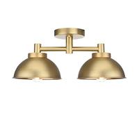 Pathson Industriel 2-Lumière Semi-Flush Plafonnier, Luminaires suspendus Près du plafond avec Bol Métal Abat-jour Chandelier pour Cuisine Salle de bain Salon Porche