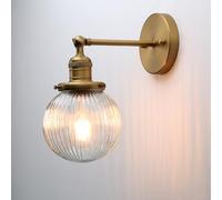 Pathson Industriel Applique Murale Abat-jour en Verre Strié Éclairage Intérieur, E27 Miroir Lampe Murale pour Salon, Salle de bain, Chambre à Coucher (Antique)