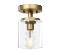 Pathson Industriel Semi-Flush Plafonnier, Abat-jour en verre Luminaires suspendus Chandelier pour Cuisine Salle de bain Salon (Antique)