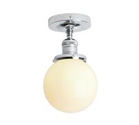 Pathson Industriel Semi-Flush Plafonnier avec Abat-jour en Verre Blanc Laiteux de 5,9 pouces, Éclairage de Plafond pour Cuisine Porche Loft