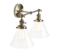 Pathson Réglable 2 Luminaire Applique Abat-jour en Verre Entonnoir Rétro Industrial Lampe Murale Plafonnier Rétro Eclairage(Ampoule Non Inclus) Bronze