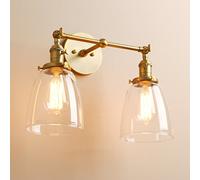 Pathson Réglable 2 Luminaires Applique Abat-jour en Verre Rétro Industrial Lampe Murale Plafonnier Rétro Eclairage(Ampoule Non Inclus) Antique