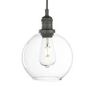 Pathson Suspension Industrielle,Plafonnier Suspendu Vintage Double Trou Abat Jour en Verre Ronde, Luminaire Ajustable pour îlot de Cuisine Salon (Noir)