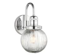 Pathson Vintage Col de Cygne Applique Murale Industriel E27 Luminaires Intérieur Abat-jour en Verre Rond Lampe Murale pour Salle de bains Cuisine Entrée (Chrome)