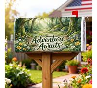 Pathway Housses de boîte aux lettres magnétiques pour décorations extérieures Motif fleurs rustiques et arbres Vert printemps 45,7 x 53,3 cm