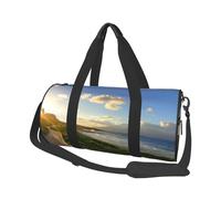 Pathway Sunset Near Sac de voyage rond en toile imperméable et résistant aux déchirures Motif coucher de soleil Vert vif