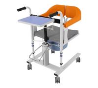 Patientenlifter Chaise de transfert hydraulique, fauteuil roulant, multifonction, avec seau, pliable à 180°, roulettes à 360°, pour personnes âgées, handicapées, maison, orange, capacité de charge de