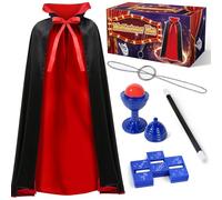 PATIFEED Kit de Magie, Ensemble de Costumes de Magicien avec Cape pour Les Enfants de 6 7 8 9 10 11 12 Ans