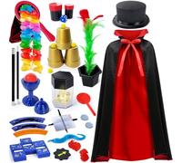 PATIFEED Kit de Magie pour Enfants, Costume de Magicien pour Jouer à Faire Semblant, Tours de Magie avec Instructions pour Chaque Tour pour Les Enfants de 6 7 8 9 10 11 12 Ans