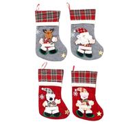 Patifirst Bas De Noël Traditionnel | 3D Père Noël et Ours Conteneur - 4 Pièces De Petites Chaussettes Porte-Bonbons Ornement | pour Bonbons Chocolats Friandises Fête Vacances Cheminée Chambre Hiver